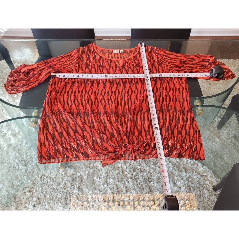 Cato Women's Orange 100% Polyester Round Neck Long Sleeve Top Blouse Size 26/28W - Picture 12 of 13